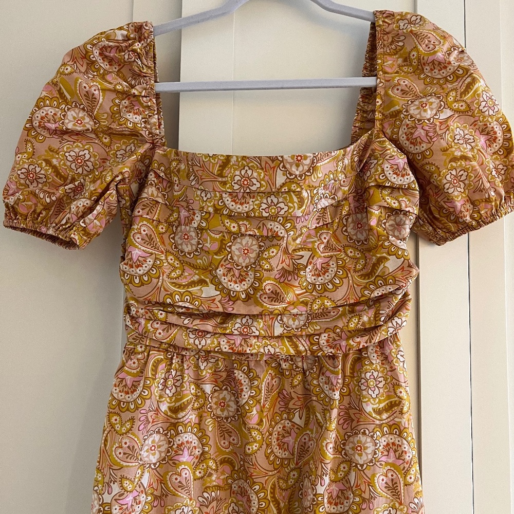 OPT River Dress, Mustard Paisley, XL, NWT